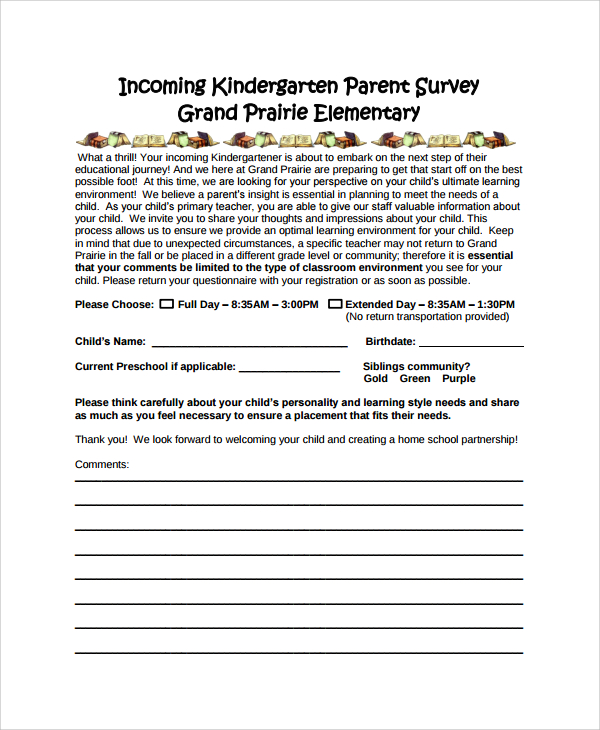 Free 13 Sample Parent Survey Templates In Pdf Ms Word