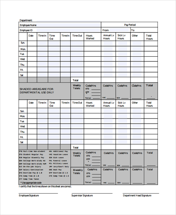 payroll timesheet template