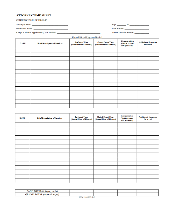 FREE 21+ Sample TimeSheet Templates in PDF MS Word Excel
