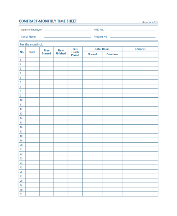 contract timesheet template