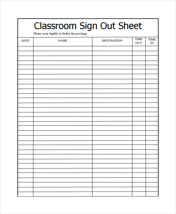 FREE 9+ Sample Classroom Sign Out Sheet Templates in MS ...