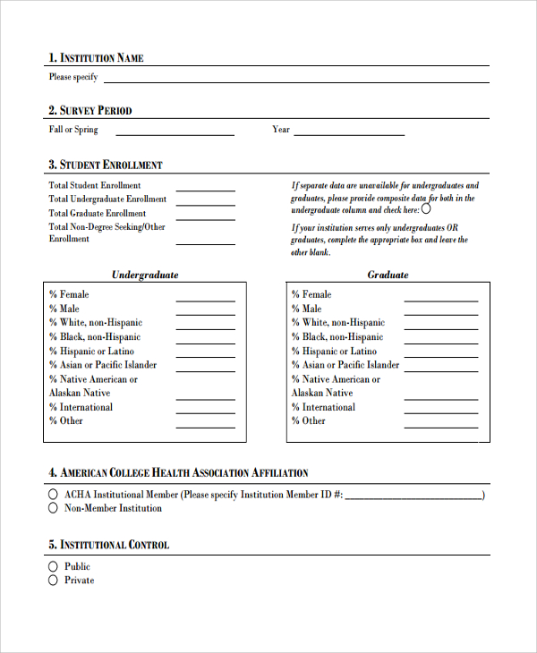 demographic survey quessionnaire template