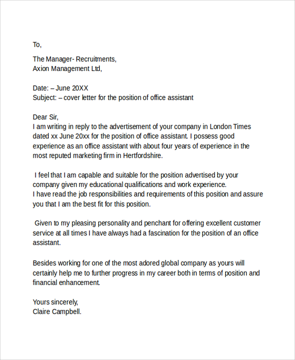 cover letter for job download