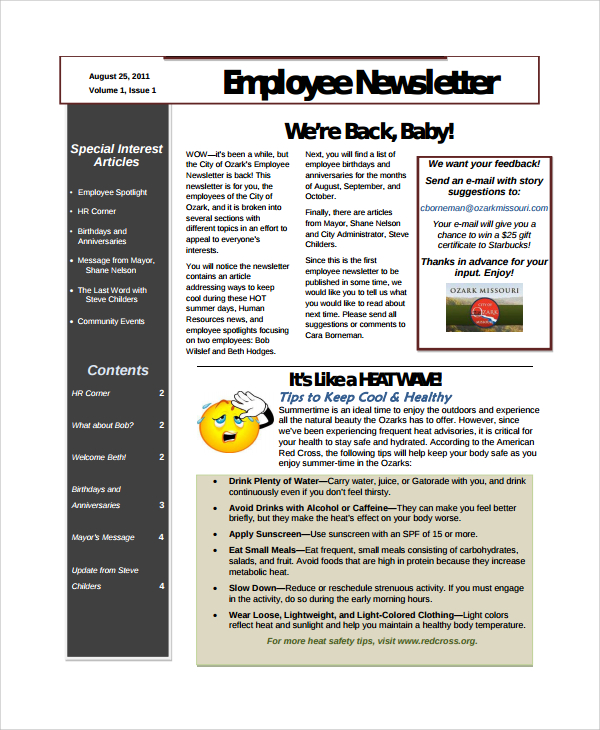 free employee newsletter template