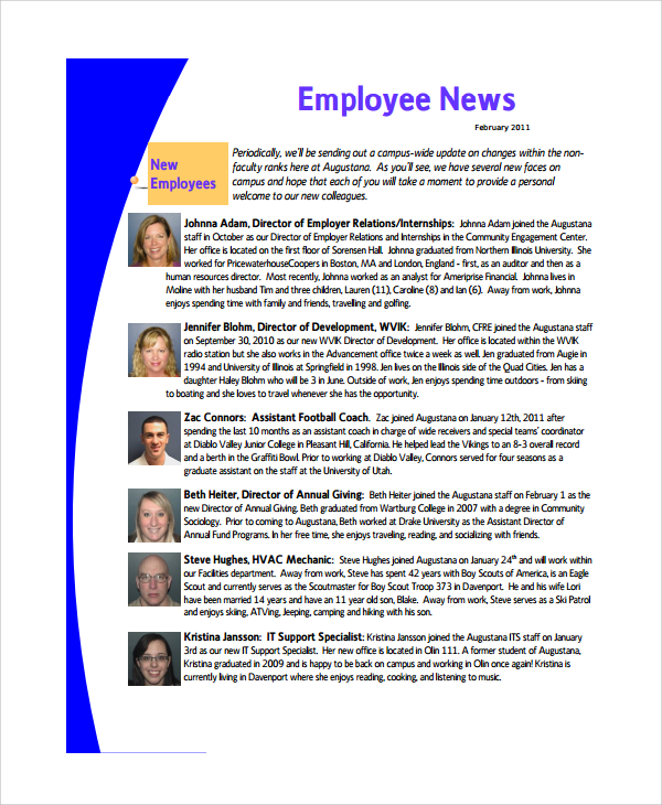 employee spotlight newsletter