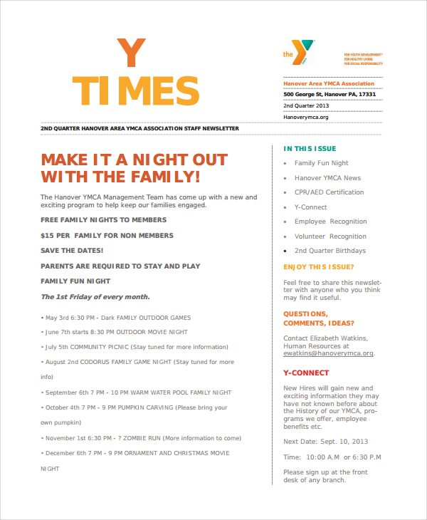 Sample Employee Newsletter Template 9  Free Documents Download in