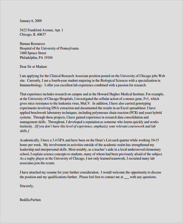 sample cover letter example template 29 free documents