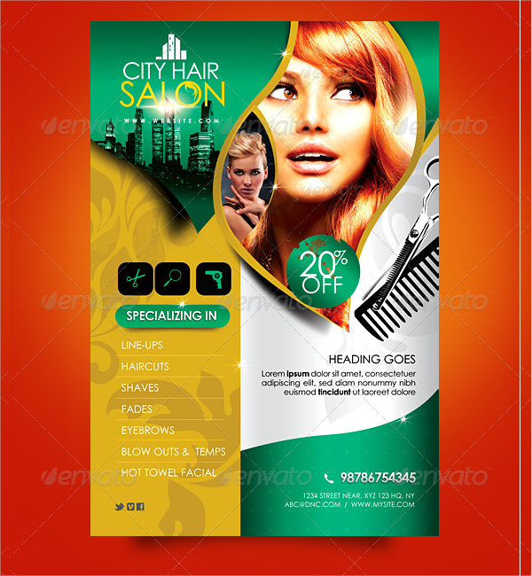 5 city hair salon flyer template