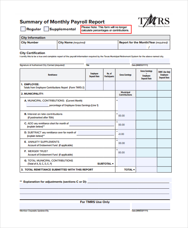 Payroll Report Template