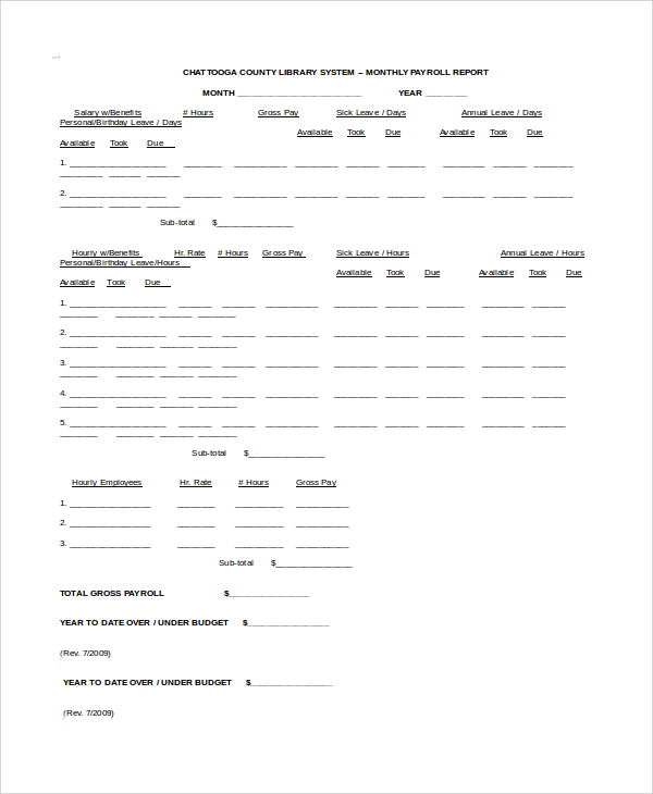 basic payroll report template