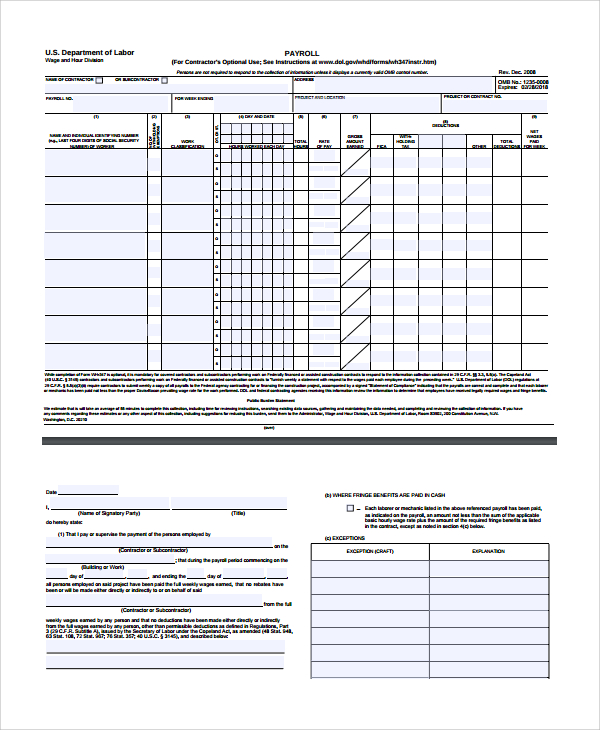 contractor payroll report template