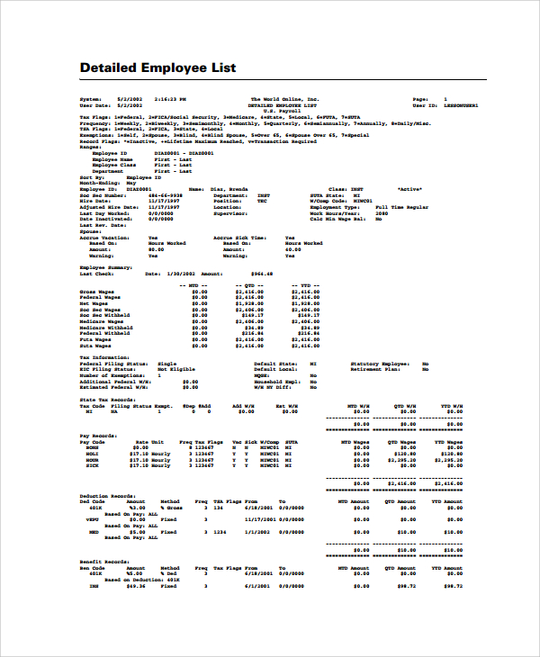 payroll report register template