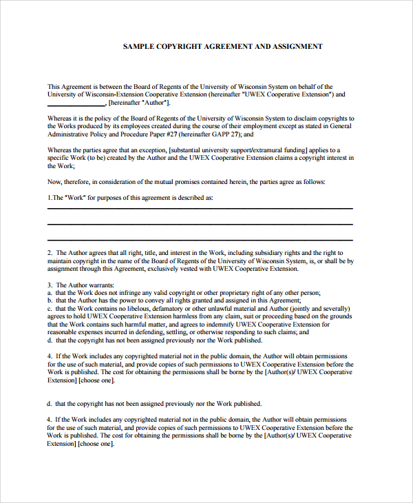 Free Assignment Agreement Templates In Ms Word Pdf Pages