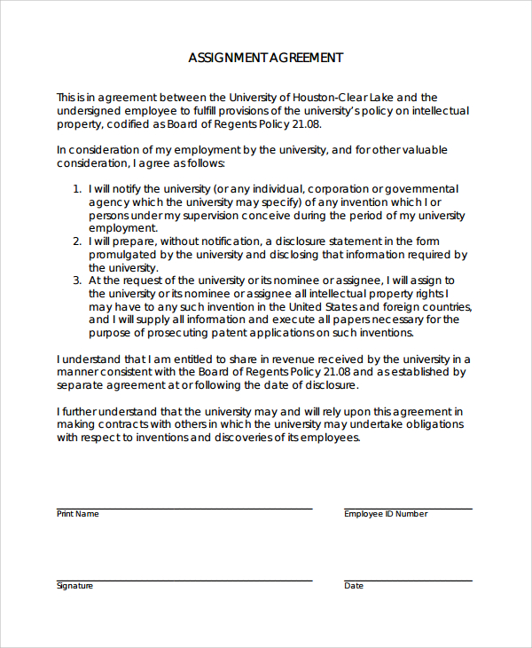 employee patent assignment agreement