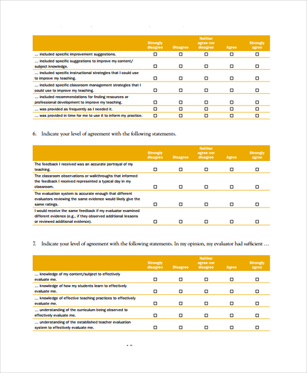 examining evaluator feedback survey template