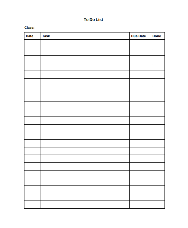 student weekly to do list template