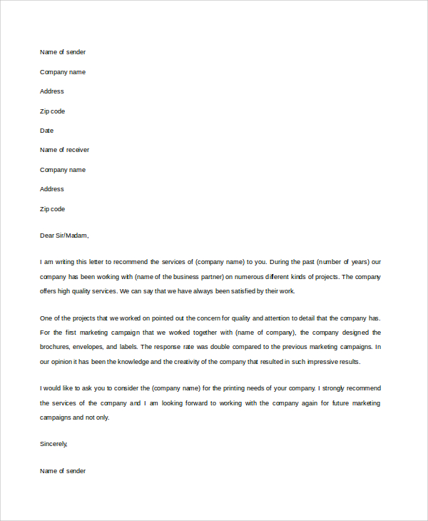 FREE 19+ Sample Reference Letter Templates in MS Word | PDF