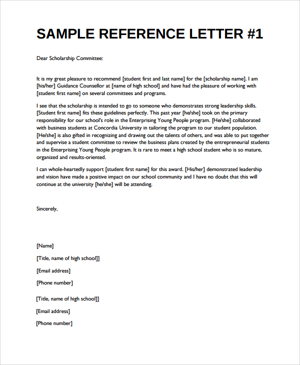 FREE 19+ Sample Reference Letter Templates in MS Word PDF