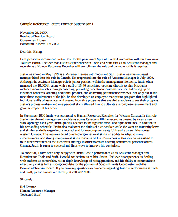 formal reference letter