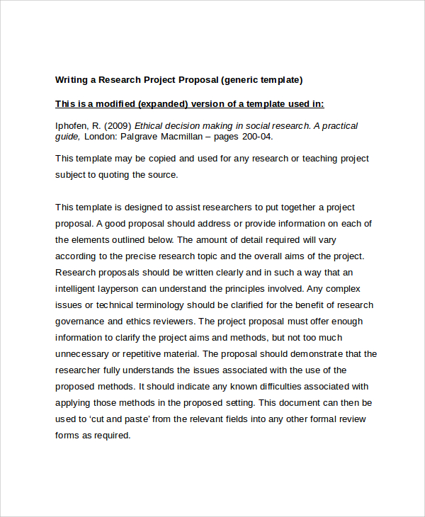 format of research project