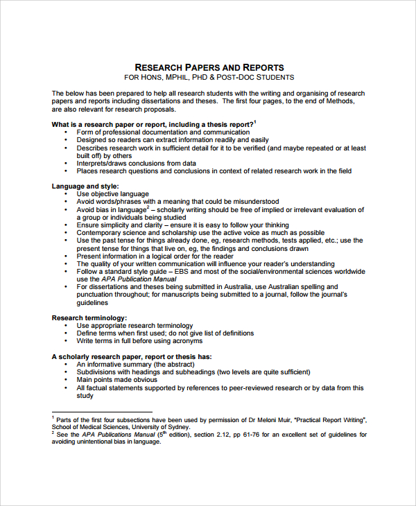 FREE 12+ Sample Research Project Templates in PDF MS Word