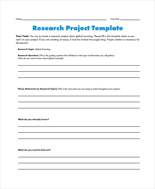 words for project research