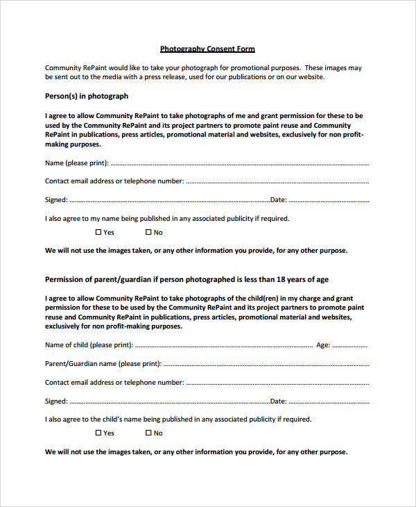 Photography Consent Form Template