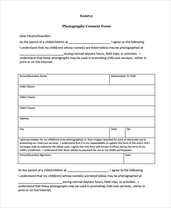 sample photography consent form