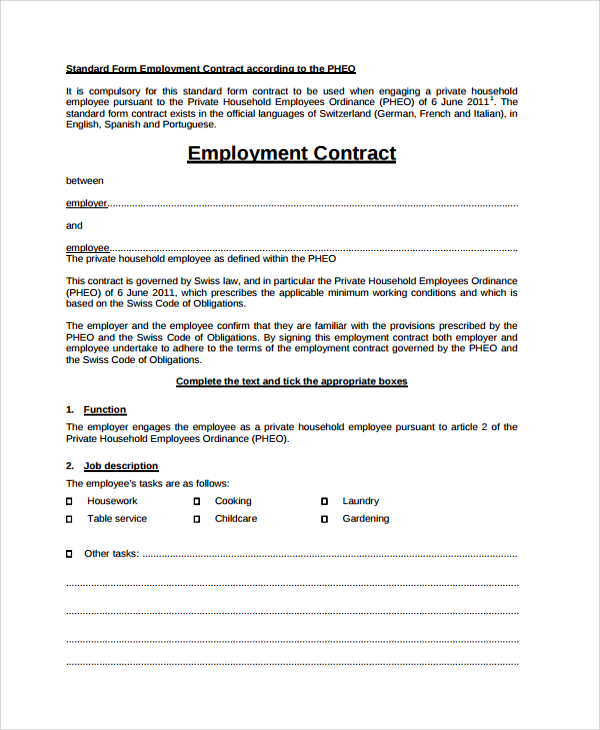 FREE 6+ Sample Employment Contract Forms in PDF MS Word