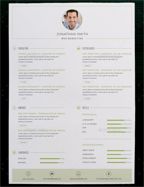 FREE 15 PSD Resume Templates in - Layered PSD Resume Template 