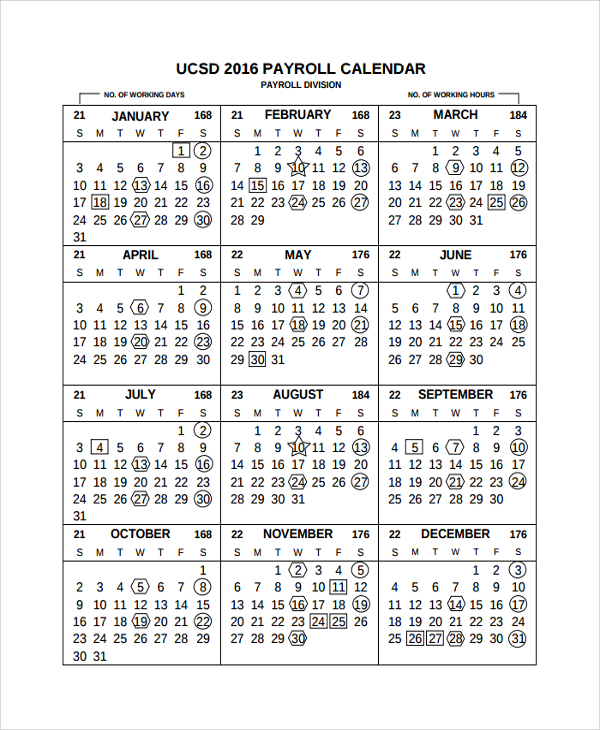 payroll calendar template free