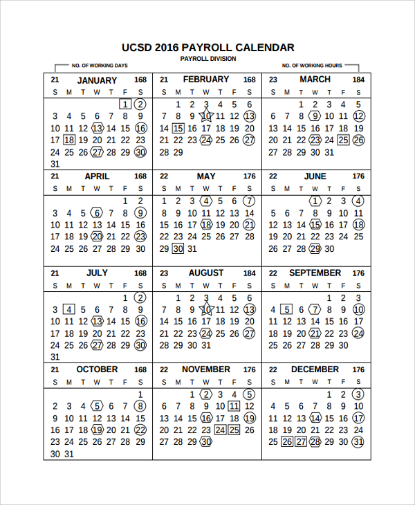 Printable Payroll Calendars