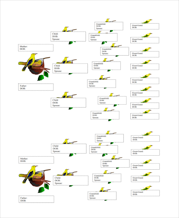 descendant family tree chart template