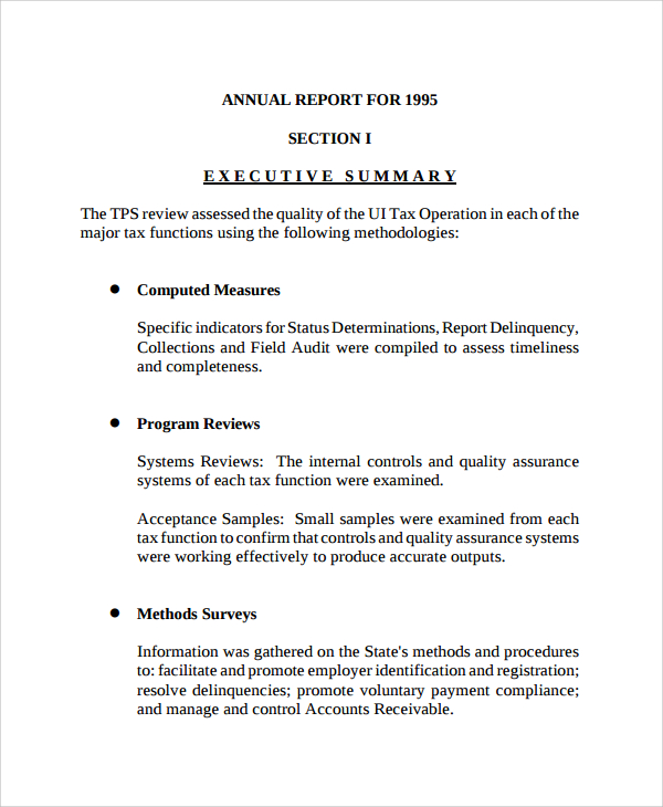 annual report outline template