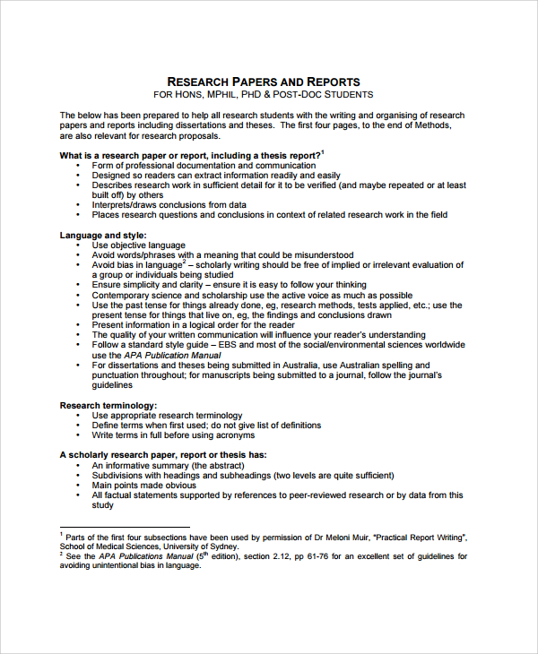 research report outline template