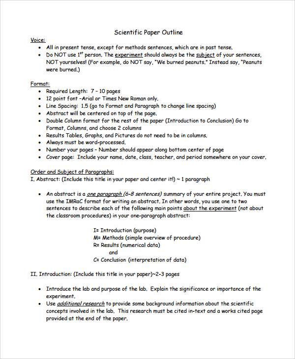 scientific paper report outline 