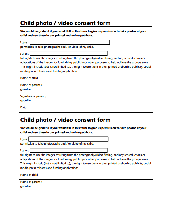 photo consent permission form 