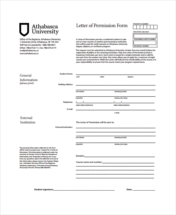 letter of permission form