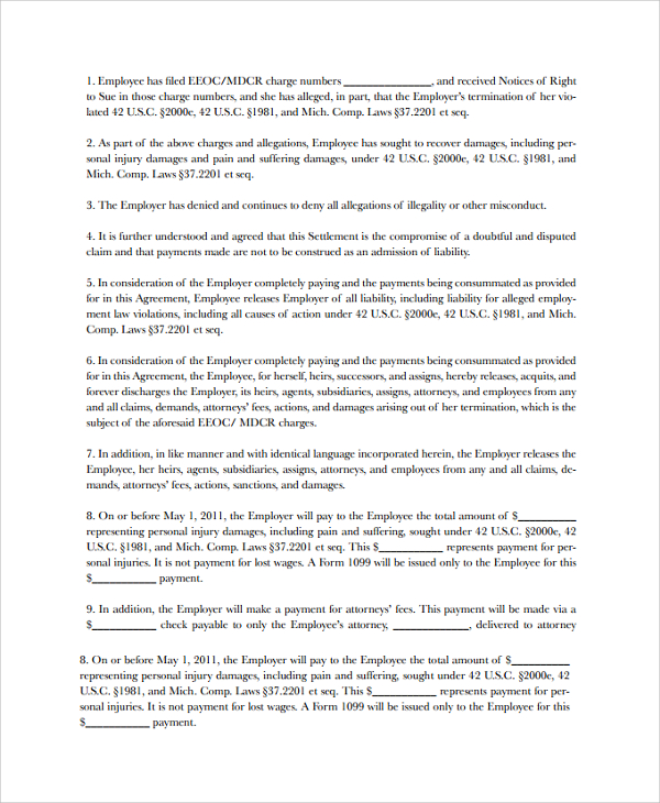 standard employment termination agreement