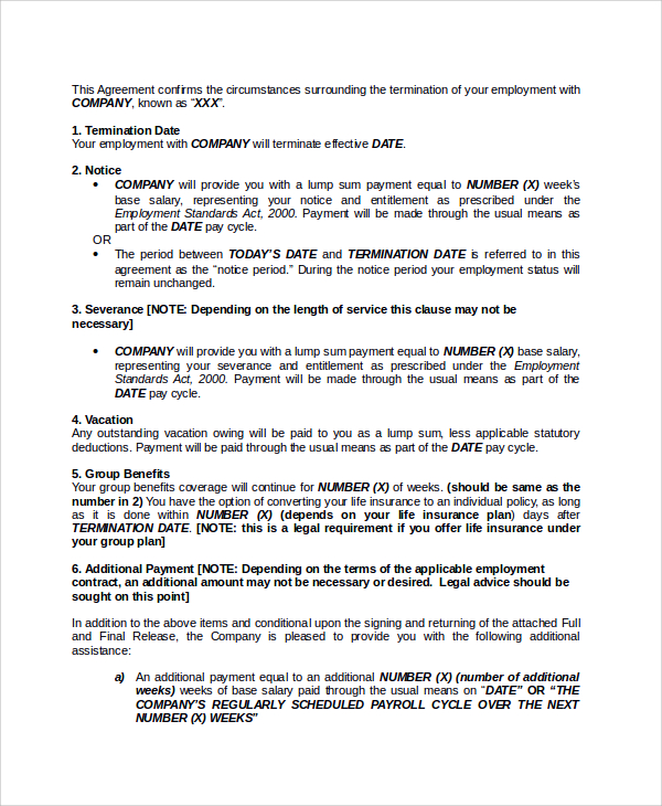 Termination Agreement Template