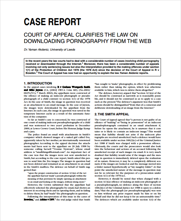 court case report template