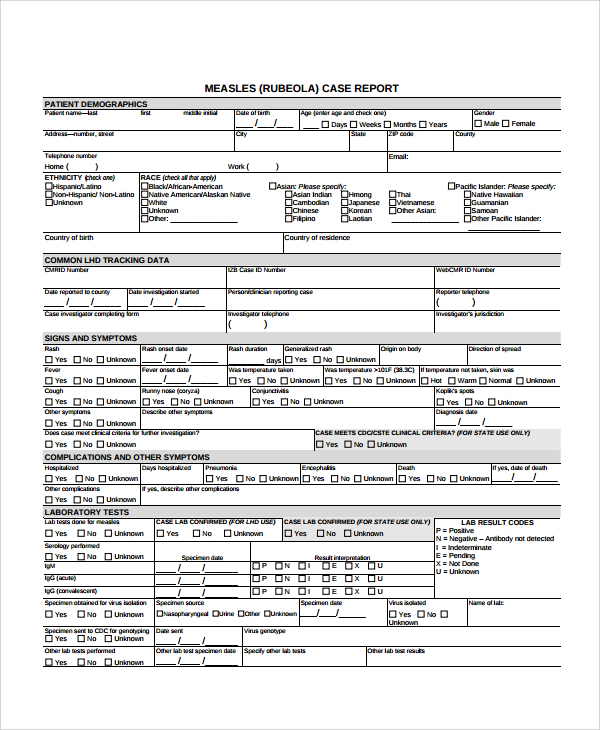 disease case report template