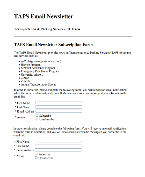 taps email newsletter template
