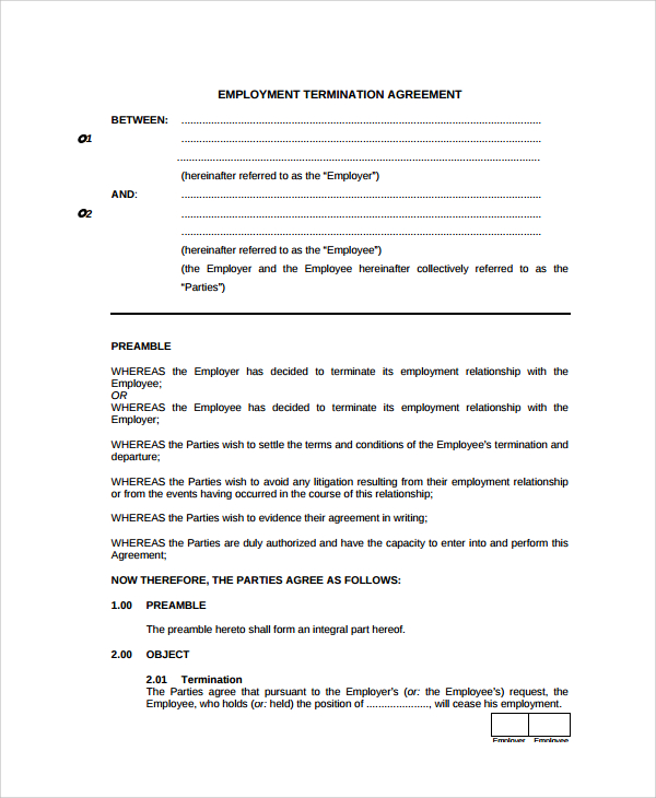 FREE 7  Employment Termination Agreement Templates in PDF MS Word