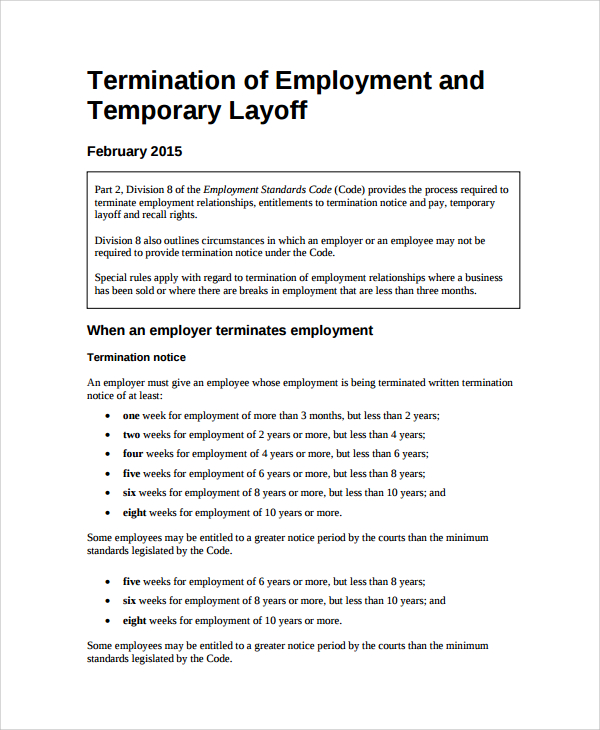 employee layoff notice template