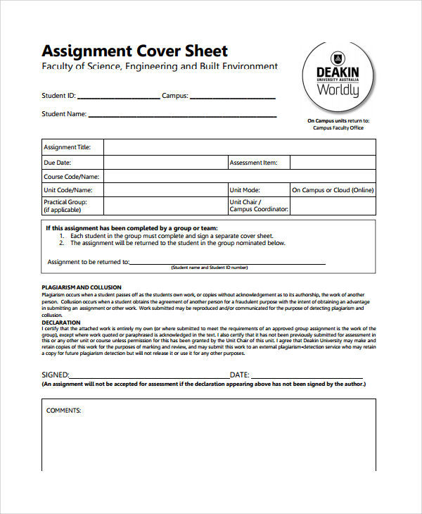 FREE 9 Sample Assignment Sheet Templates In PDF MS Word