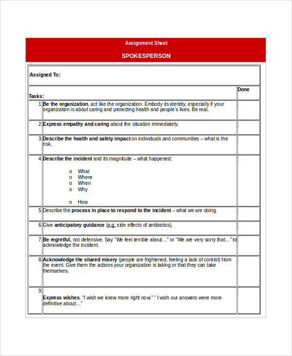 assignment order example