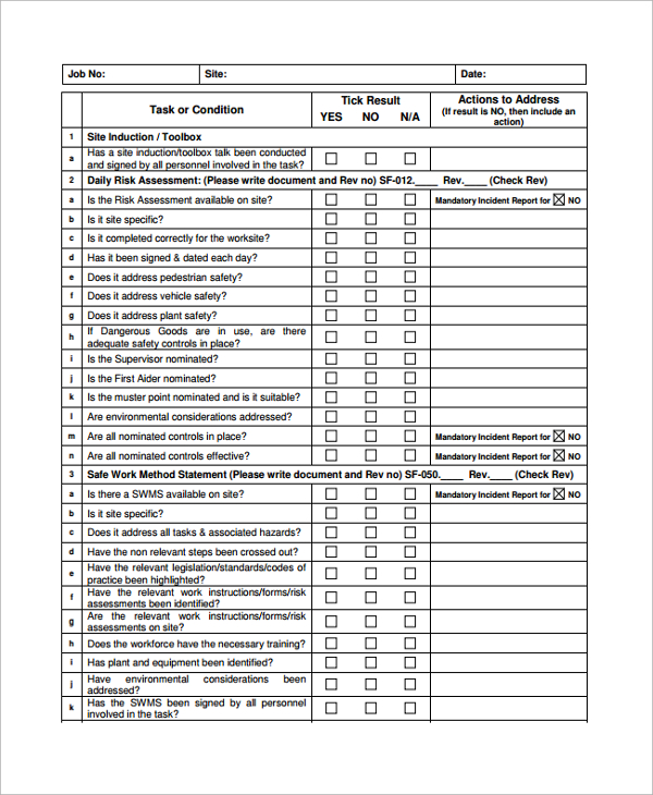 construction checklist template