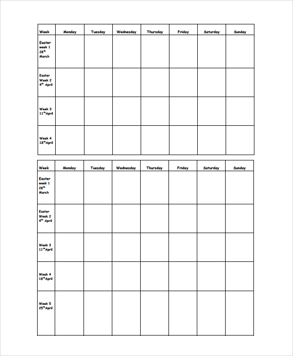 Revision Timetable Template Free Printable Pdf Rezfoods Resep 