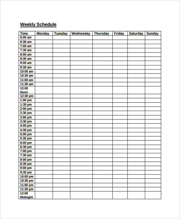 employee work schedule template